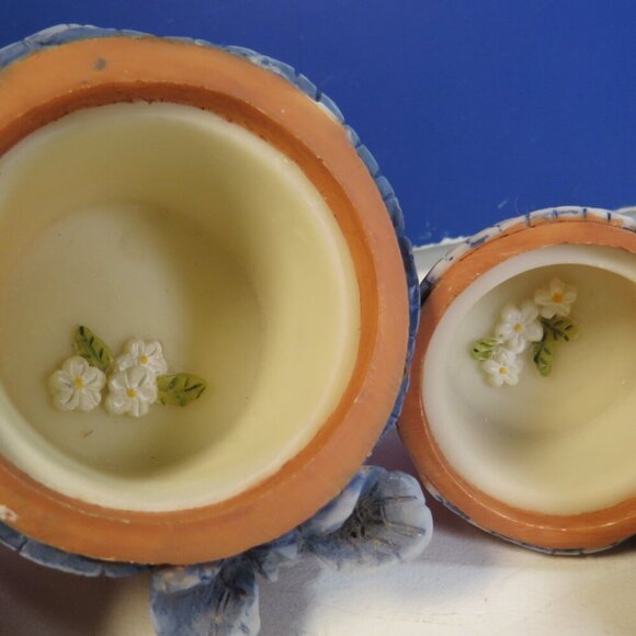 Cracker Barrel Daisy's in pot Floral (2) trinket dishes in two sizes NO CHIPS - Picture 5 of 10